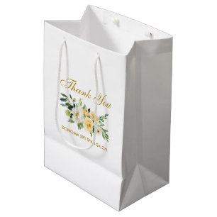 Bolsa De Regalo Mediana El oro floral amarillo de la acuarela elegante le
