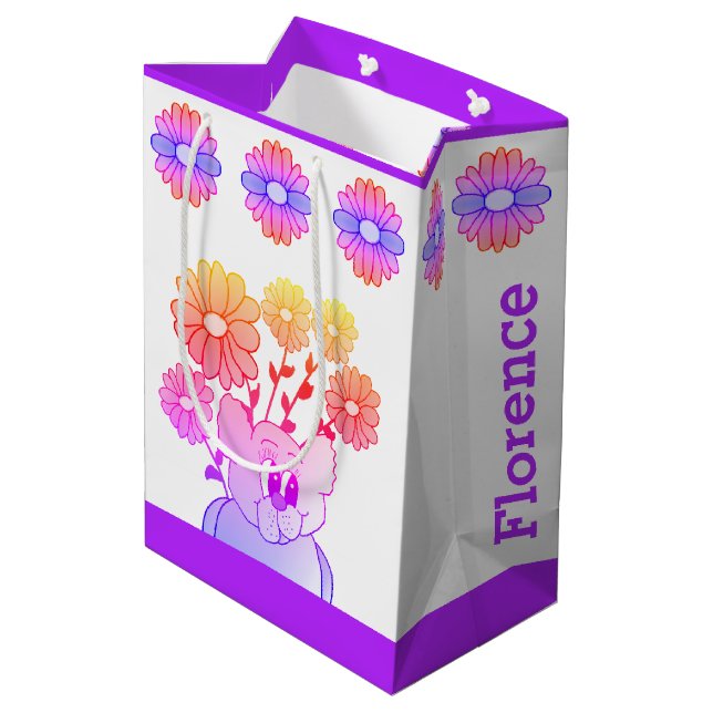 Bolsa De Regalo Mediana El Oso Y Las Flores Lúgubres (Angulo reverso)