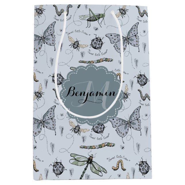 Bolsa De Regalo Mediana El Pastel Azul Boho Bebés Bebés Niños y Bebé (Anverso)