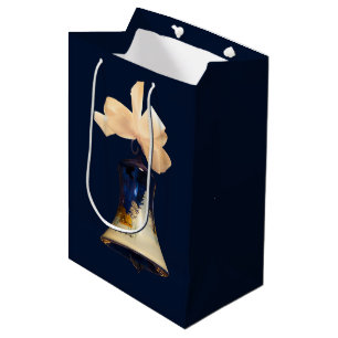Bolsa De Regalo Mediana El regalo azul de los cascabeles del navidad
