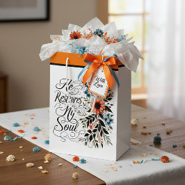 Bolsa De Regalo Mediana Él restaura mi alma floral