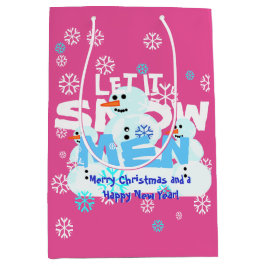 Bolsa De Regalo Mediana El rosa femenino lo dejó nevar navidad pegajoso de