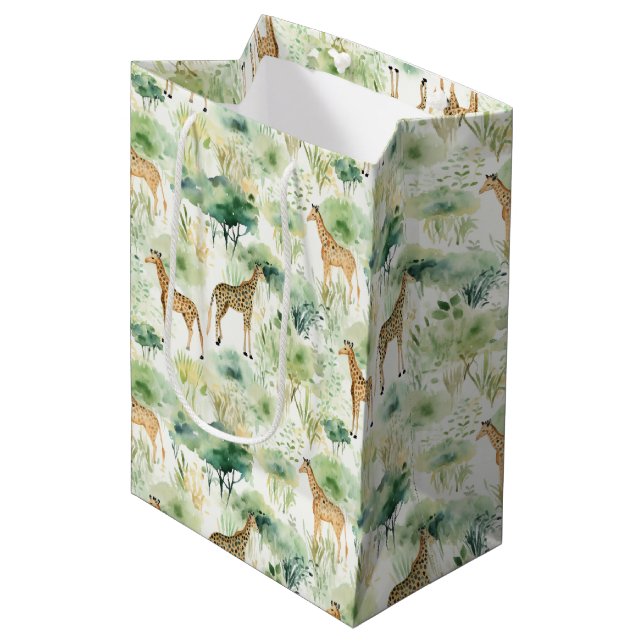 Bolsa De Regalo Mediana El Safari Giraffe Pattern África Wildlife Thoman (Angulo Anverso)