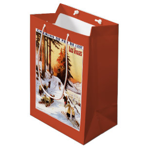 Bolsa De Regalo Mediana El Sledding y esquí en el poster de los Vosgos