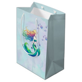 Bolsa De Regalo Mediana El tema del cumpleaños de la sirena morada bajo el