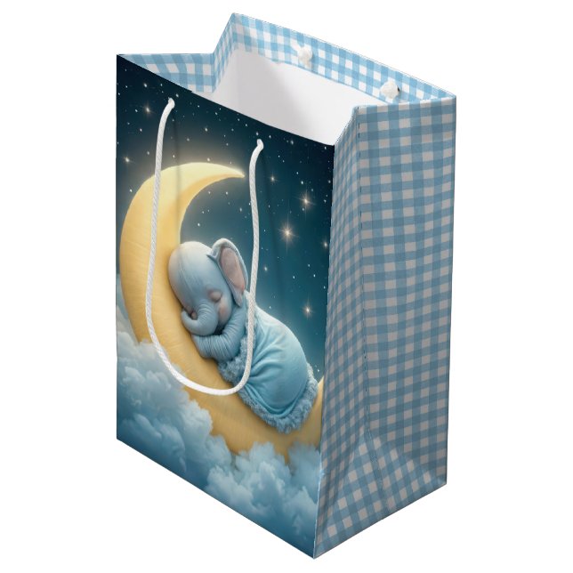 Bolsa De Regalo Mediana Elefante bebé en la luna (Angulo Anverso)