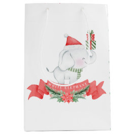 Bolsa De Regalo Mediana Elefante blanco lindo | NAVIDADES
