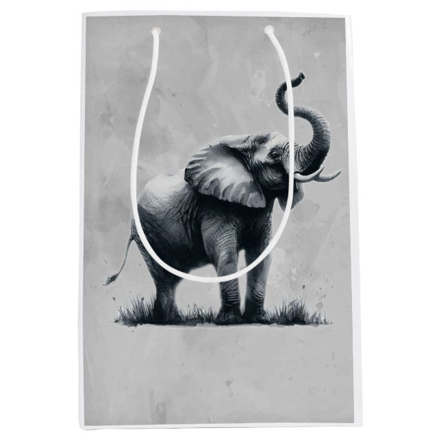 Bolsa De Regalo Mediana Elefante divertido cita arte animal (Anverso)
