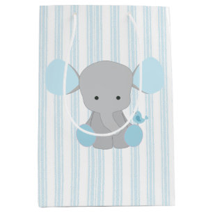 Bolsa De Regalo Mediana Elefante hermoso del azul del bebé