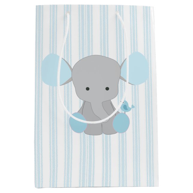 Bolsa De Regalo Mediana Elefante hermoso del azul del bebé (Anverso)