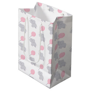 Bolsa De Regalo Mediana Elefante lindo con globo Niña bebé
