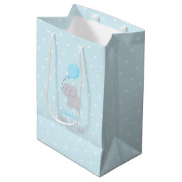 Bolsa De Regalo Mediana Elefante lindo con un niño de Baby Shower con glob