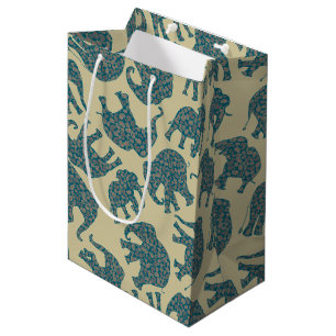 Bolsa De Regalo Mediana Elefantes Ditzy Paisley en bolso de regalo medio p