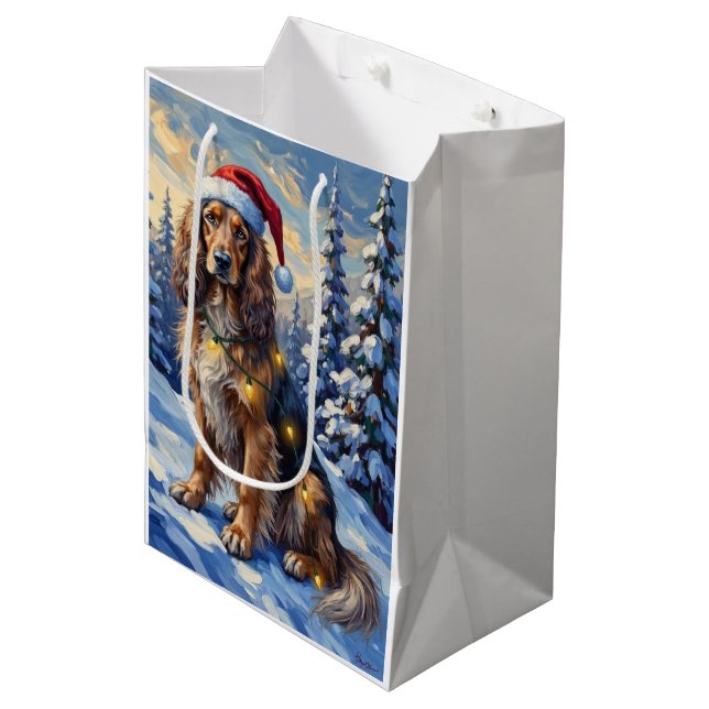 Bolsa De Regalo Mediana Elegant Afghan Hound Winter Wonderland Christmas (Angulo Anverso)