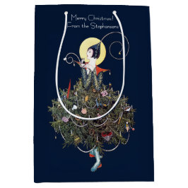 Bolsa De Regalo Mediana Elegant Art Deco Fashion Christmas Tree Retro