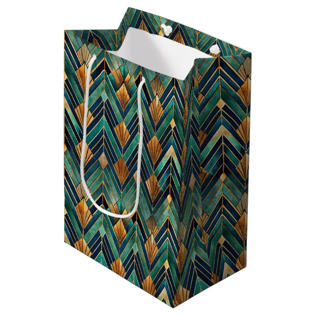 Bolsa De Regalo Mediana Elegant Art Deco tiled pattern  (Angulo Anverso)