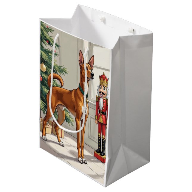 Bolsa De Regalo Mediana Elegant Basenji Dog Nutcracker Modern Christmas (Angulo Anverso)