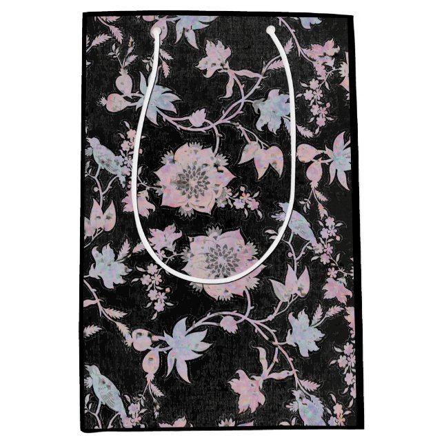 Bolsa De Regalo Mediana Elegant black, pink and blue, watercolours (Anverso)