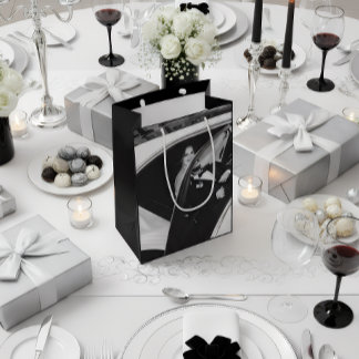 Bolsa De Regalo Mediana Elegant Black & White Wedding Gift Bag