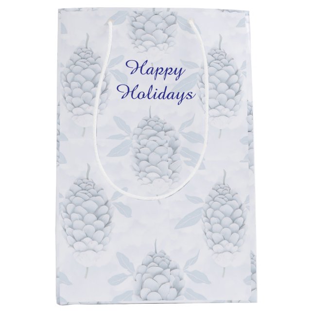 Bolsa De Regalo Mediana Elegant Blue & Silver Christmas  (Anverso)