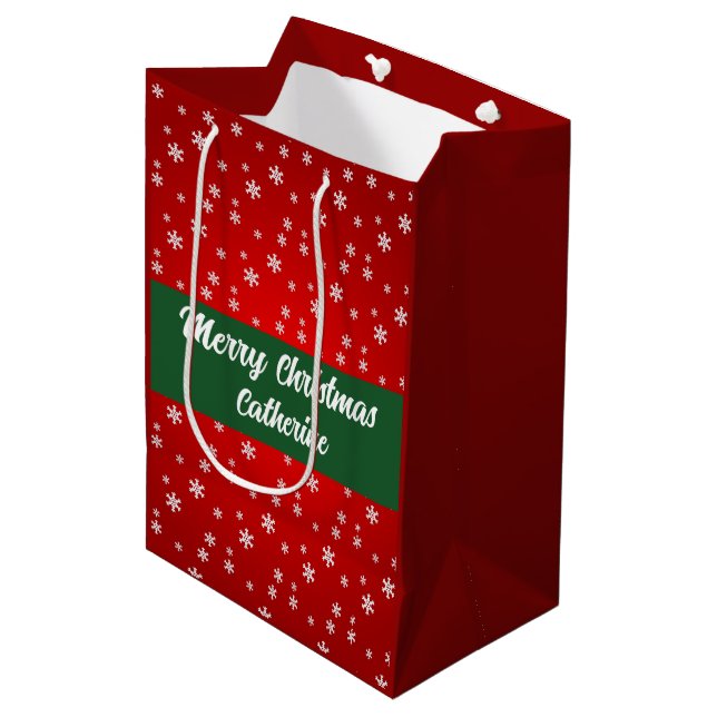 Bolsa De Regalo Mediana Elegant Chic Cute Modern Festive Red and Green  (Angulo Anverso)