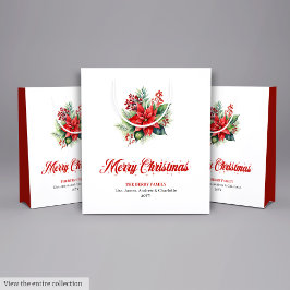 Bolsa De Regalo Mediana Elegant Christmas Bouquet Floral Holiday Gift Bag