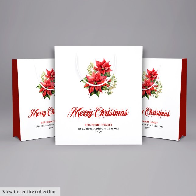 Bolsa De Regalo Mediana Elegant Christmas Bouquet Script Font Gift Bag (Elegant Christmas Bouquet Script Font Gift Bag

)