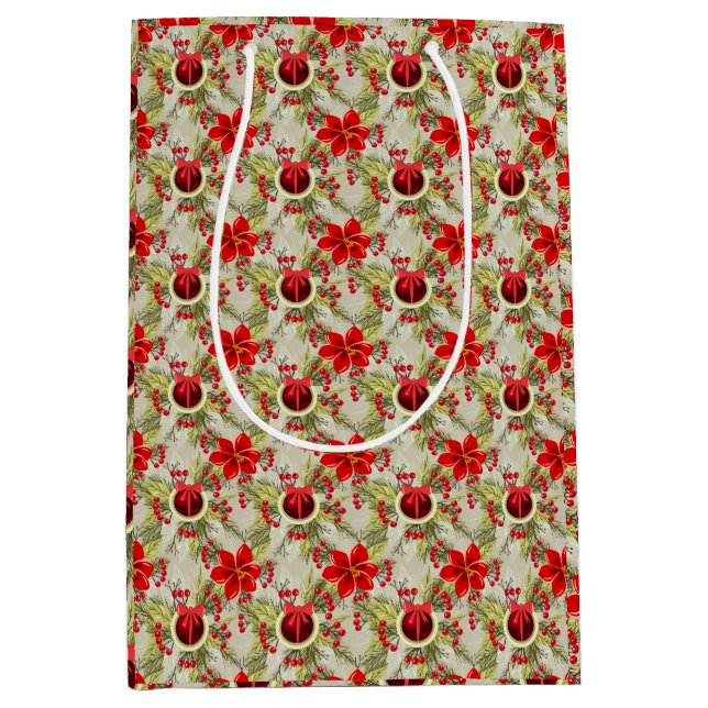 Bolsa De Regalo Mediana Elegant Christmas/Holiday (Anverso)