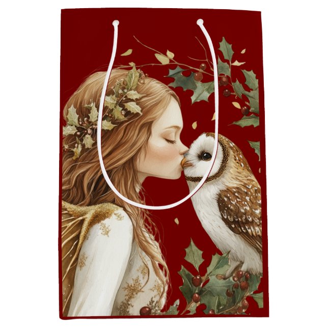 Bolsa De Regalo Mediana Elegant Forestcore Holiday Fairy Holiday  (Anverso)