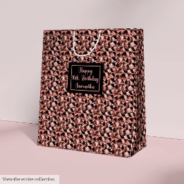 Bolsa De Regalo Mediana Elegant Gift Bag Rose Gold Glitter Modern Accent