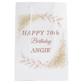 Bolsa De Regalo Mediana Elegant Gold Glitter 70th Birthday