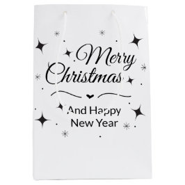 Bolsa De Regalo Mediana Elegant Merry Christmas and Happy New Year 