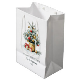 Bolsa De Regalo Mediana Elegant Merry Christmas Tree Gift Bag