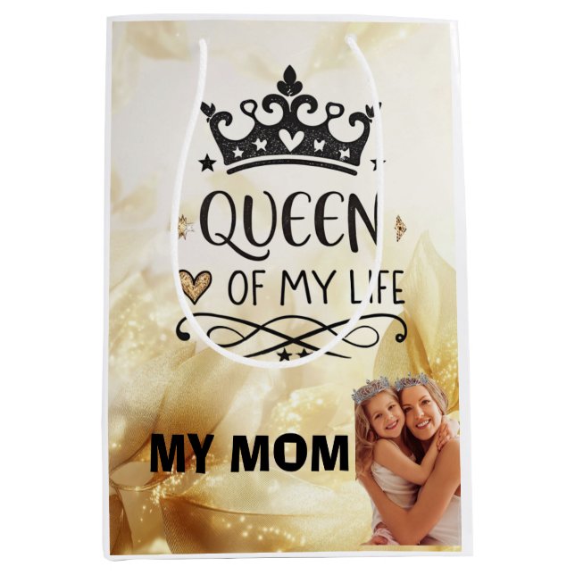 Bolsa De Regalo Mediana Elegant Queen of my Life-my mom  (Anverso)