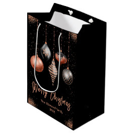 Bolsa De Regalo Mediana Elegant Rose Gold and Black Ornament Christmas