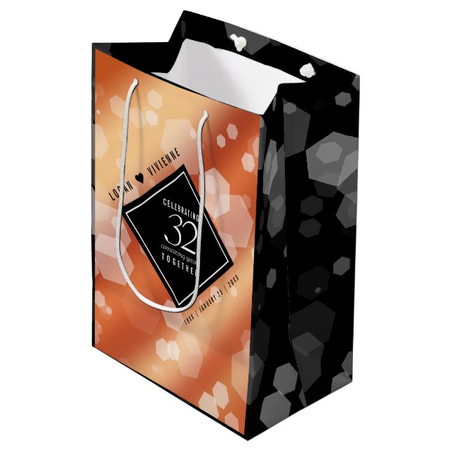 Bolsa De Regalo Mediana Elegante 32° Aniversario del Boda de Bronce (Angulo Anverso)