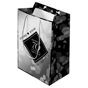 Bolsa De Regalo Mediana Elegante 70° Aniversario del Boda Platino