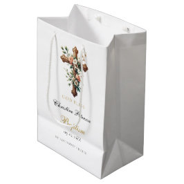 Bolsa De Regalo Mediana Elegante acuarela Floral Cross Baptism