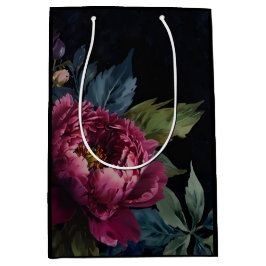 Bolsa De Regalo Mediana Elegante acuarela floral rosa oscuro