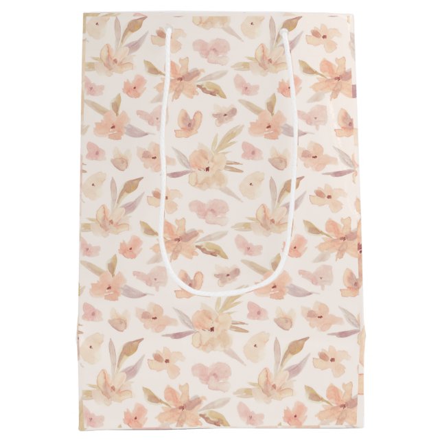 Bolsa De Regalo Mediana Elegante acuarela suave floral (Reverso)