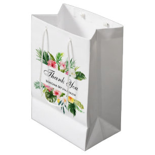 Bolsa De Regalo Mediana Elegante acuarela tropical floral gracias