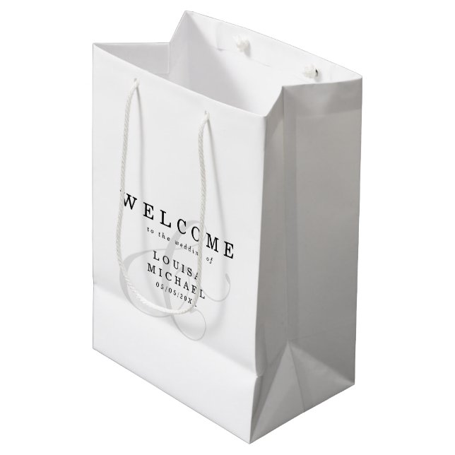 Bolsa De Regalo Mediana Elegante Ampersand Boda Bienvenida (Angulo Anverso)