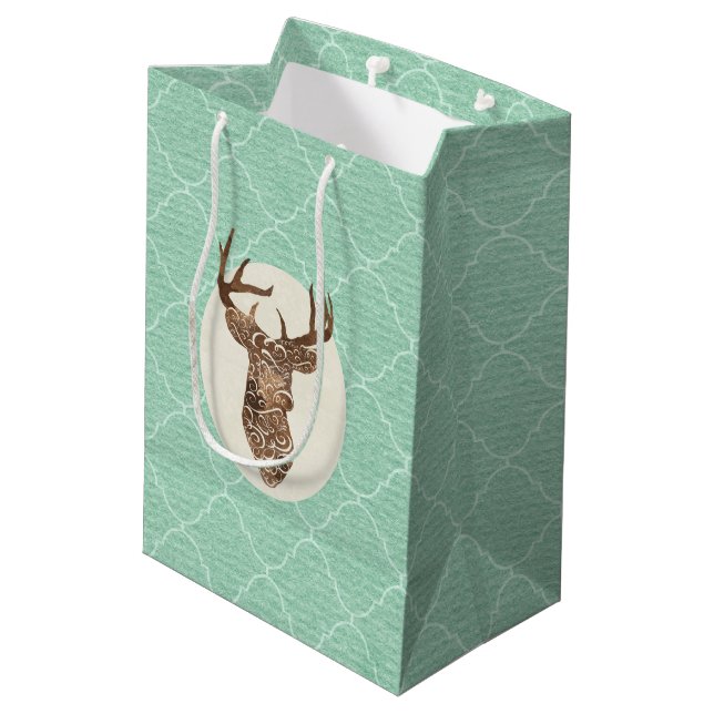 Bolsa De Regalo Mediana Elegante Antlers Rústica Boda Campestre (Angulo reverso)