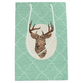 Bolsa De Regalo Mediana Elegante Antlers Rústica Boda Campestre