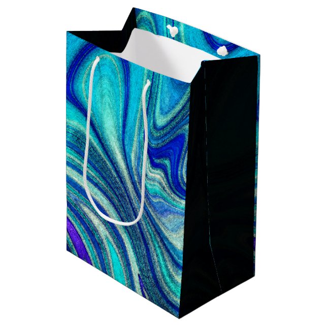 Bolsa De Regalo Mediana Elegante Aquamarine Paua Rainbow Shell inspirado (Angulo Anverso)