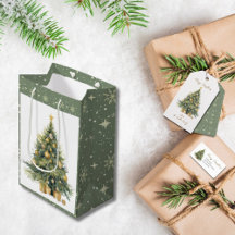 Elegante Árbol acuarela Oro Regalo Purpurinoso