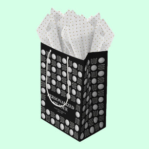 Bolsa De Regalo Mediana Elegante Ball de Golf Moderno y Tee Black Noir
