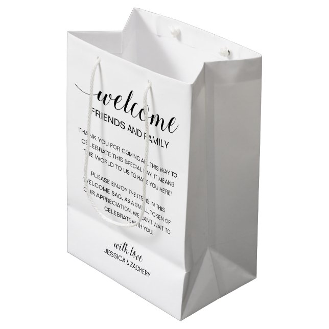 Bolsa De Regalo Mediana Elegante bienvenida a Boda Huéspedes (Angulo Anverso)