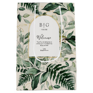 Bolsa De Regalo Mediana Elegante bienvenida beige elegante boda botánico