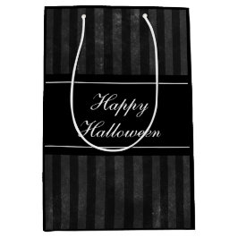 Bolsa De Regalo Mediana Elegante Black Stripes Happy Halloween